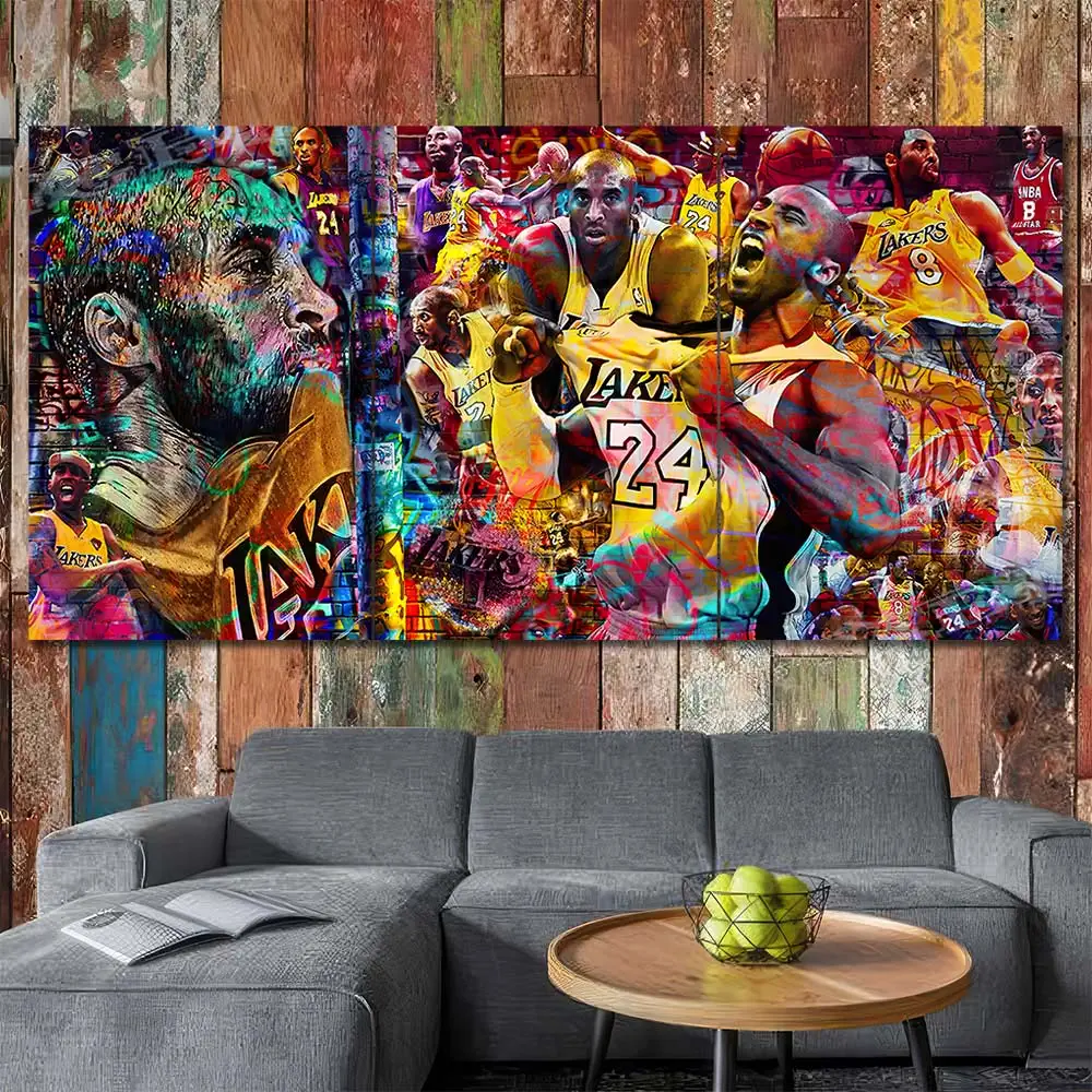 Los Angeles Lakers Number 24 Graffiti Wall Art – Collage - Image 2