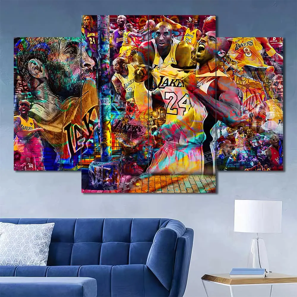 Los Angeles Lakers Number 24 Graffiti Wall Art – Collage - Image 3