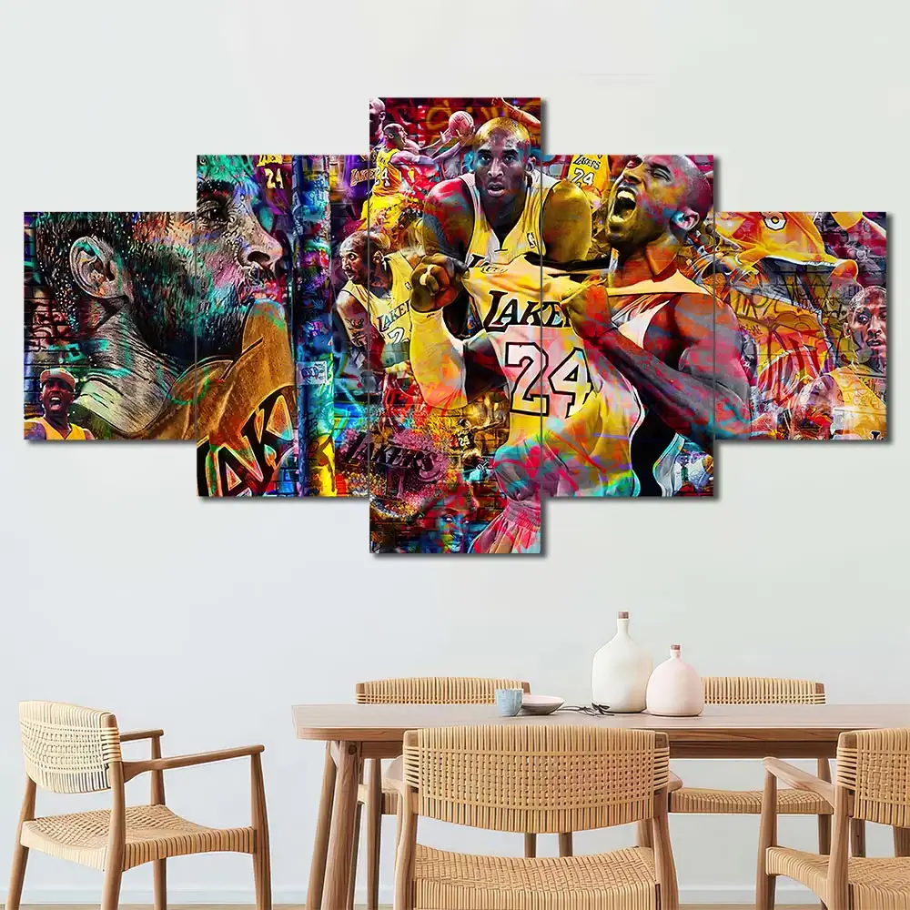 Los Angeles Lakers Number 24 Graffiti Wall Art – Collage - Image 4
