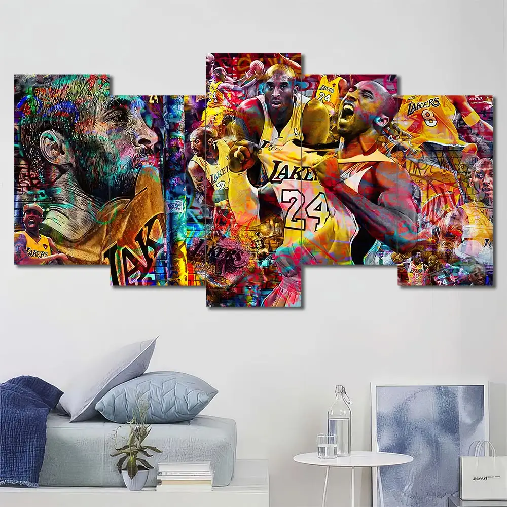 Los Angeles Lakers Number 24 Graffiti Wall Art – Collage - Image 5