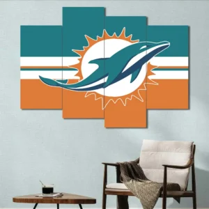 Miami Dolphins Retro Stripe Logo Wall Art