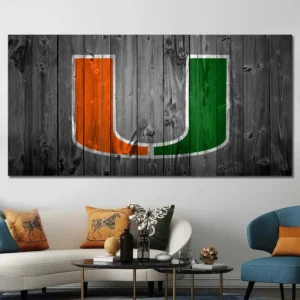 Miami Hurricanes Rustic Logo Wall Art