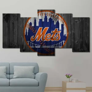 New York Mets Rustic Skyline Logo Wall Art