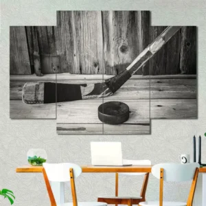 Vintage Hockey Stick and Puck Wall Art