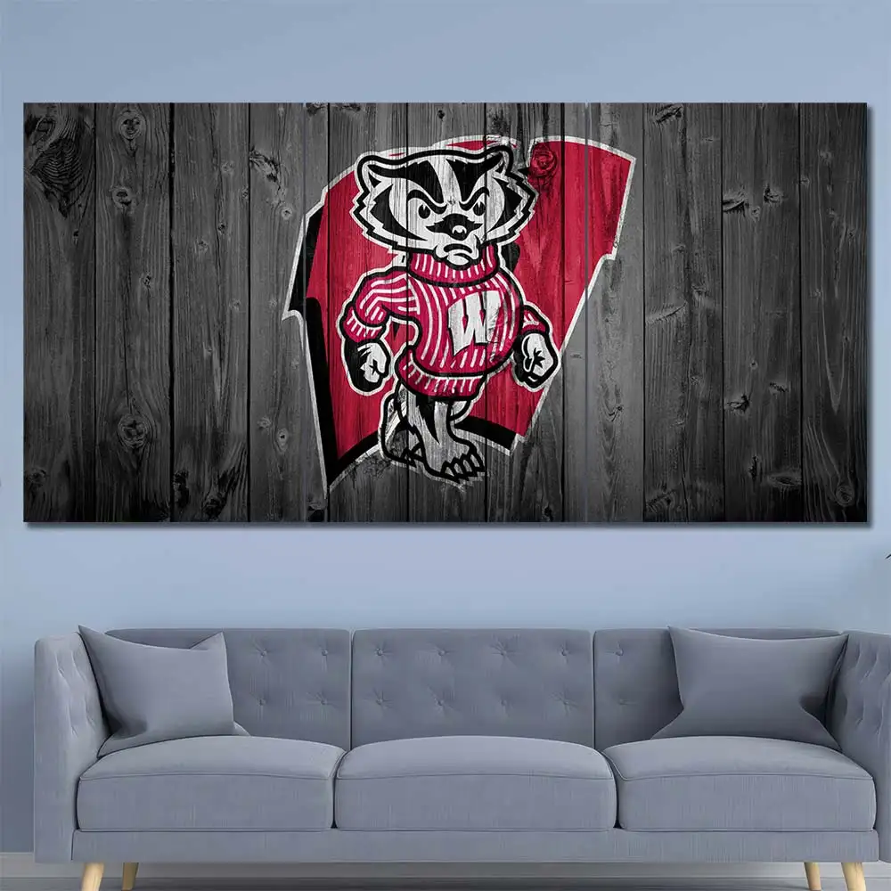 Wisconsin Badgers Rustic Logo Wall Art - Image 2