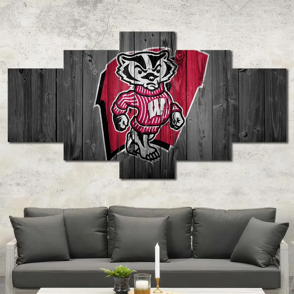 Wisconsin Badgers Rustic Logo Wall Art